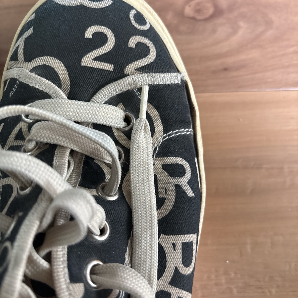 Chanel Black and Cream Canvas Sneakers - Picture 6 of 7